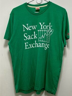 HOMAGE‎ Green 'New York Sack Exchange' Graphic Tee